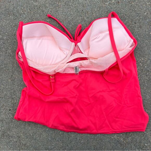 Victoria’s Secret 38B Coral Red Pink Tankini Underwire Swim Top - Picture 3 of 6